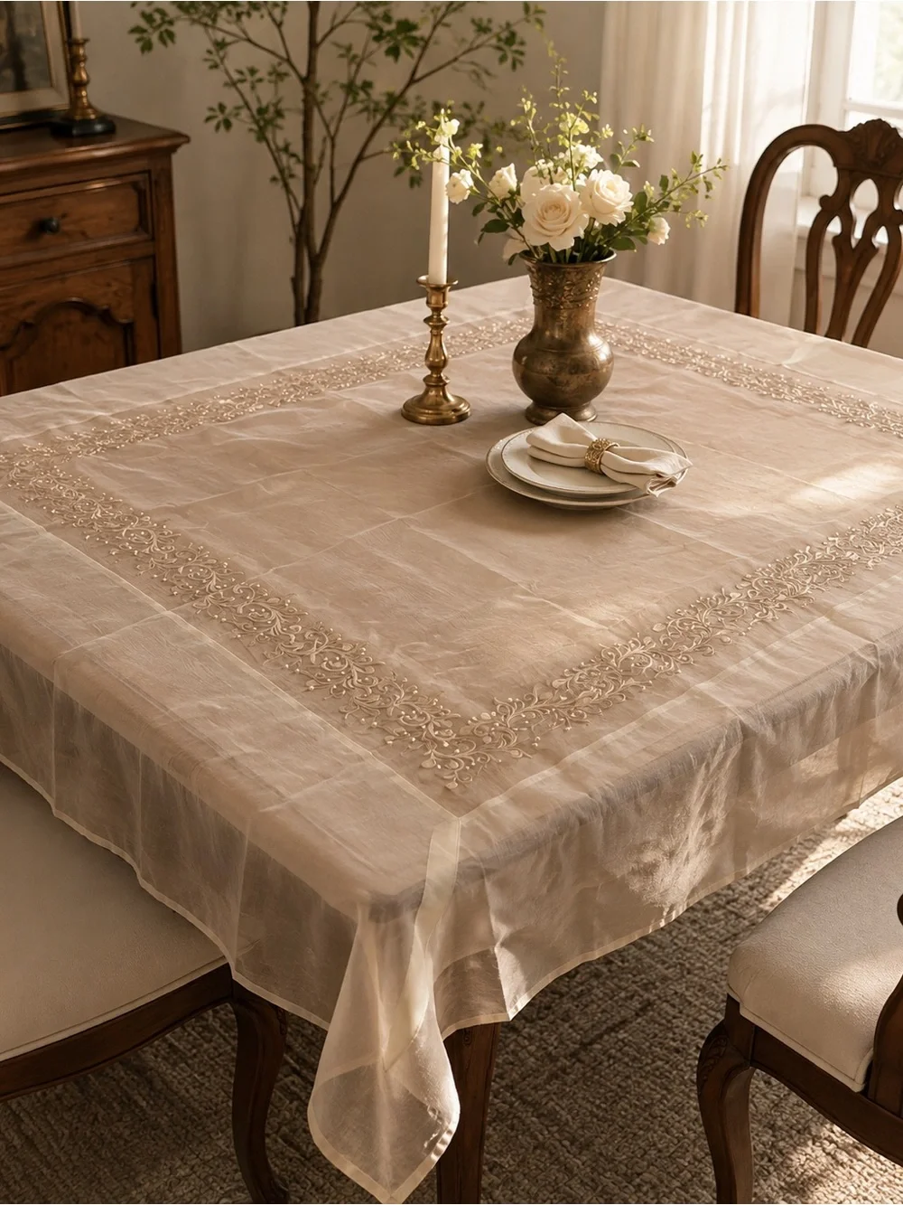100% Pure Silk Large 60x60 Square Tablecloth Overlay OR Luxury Shawl Scarf
